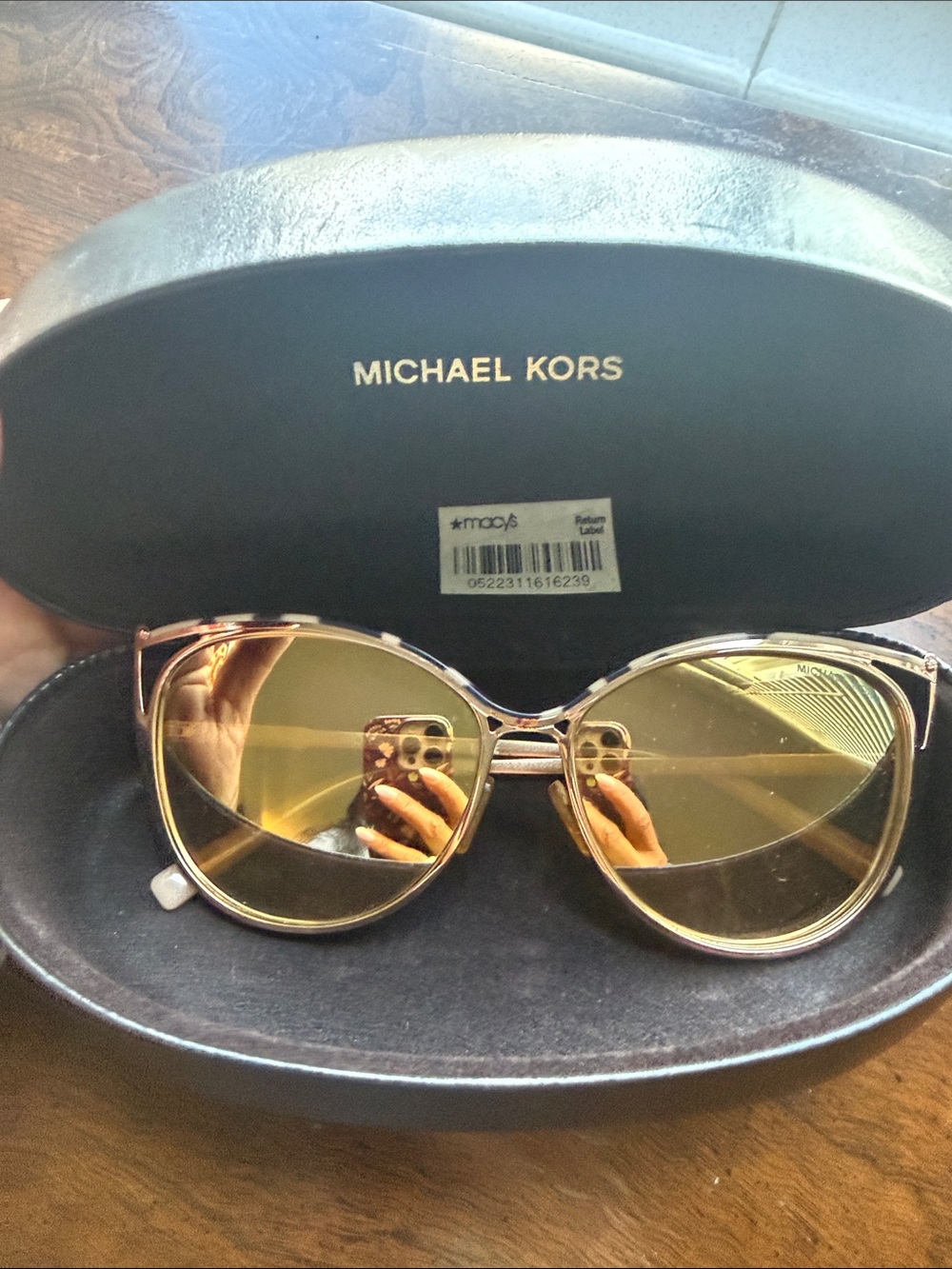 Michael Kors Women's Gold Frame Sunglasses with Yellow Lenses